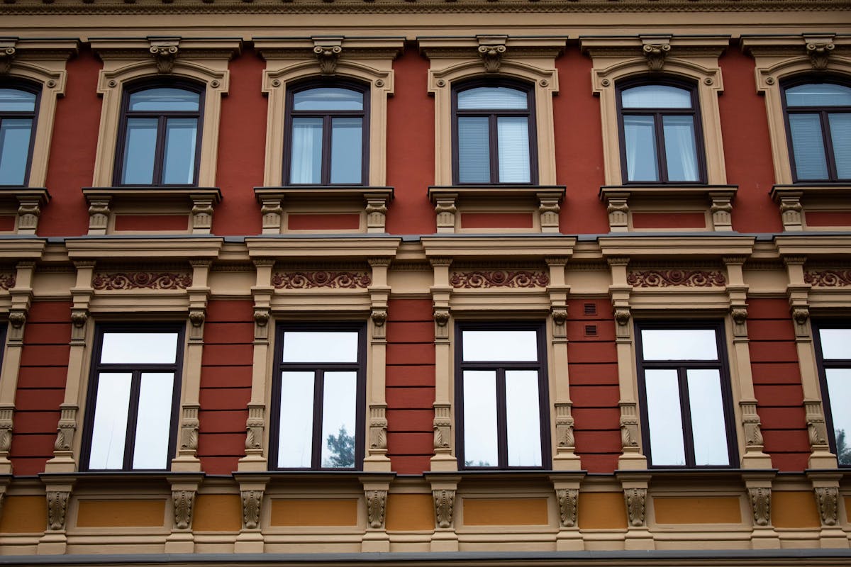 Facade of a Building with Glass Windows