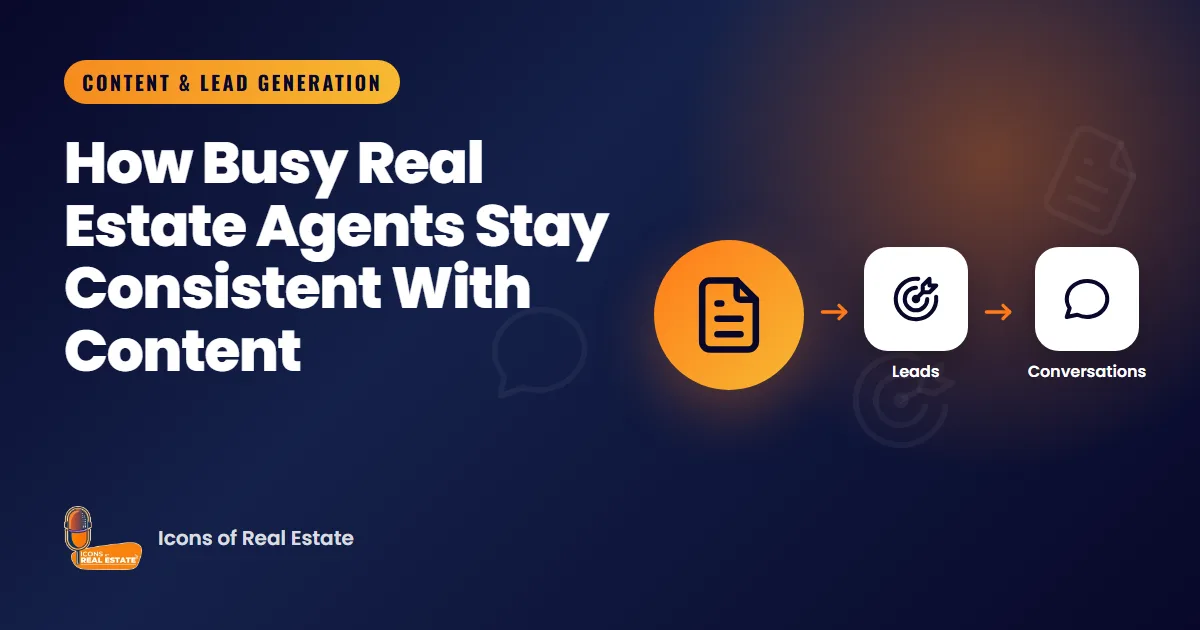 Illustration for an article on how busy real estate agents stay consistent with content using one weekly recording