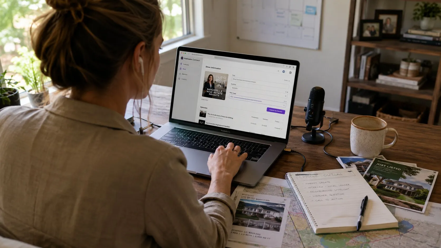 How to start a podcast on Apple as a realtor using Apple Podcasts Connect from a simple home office setup.