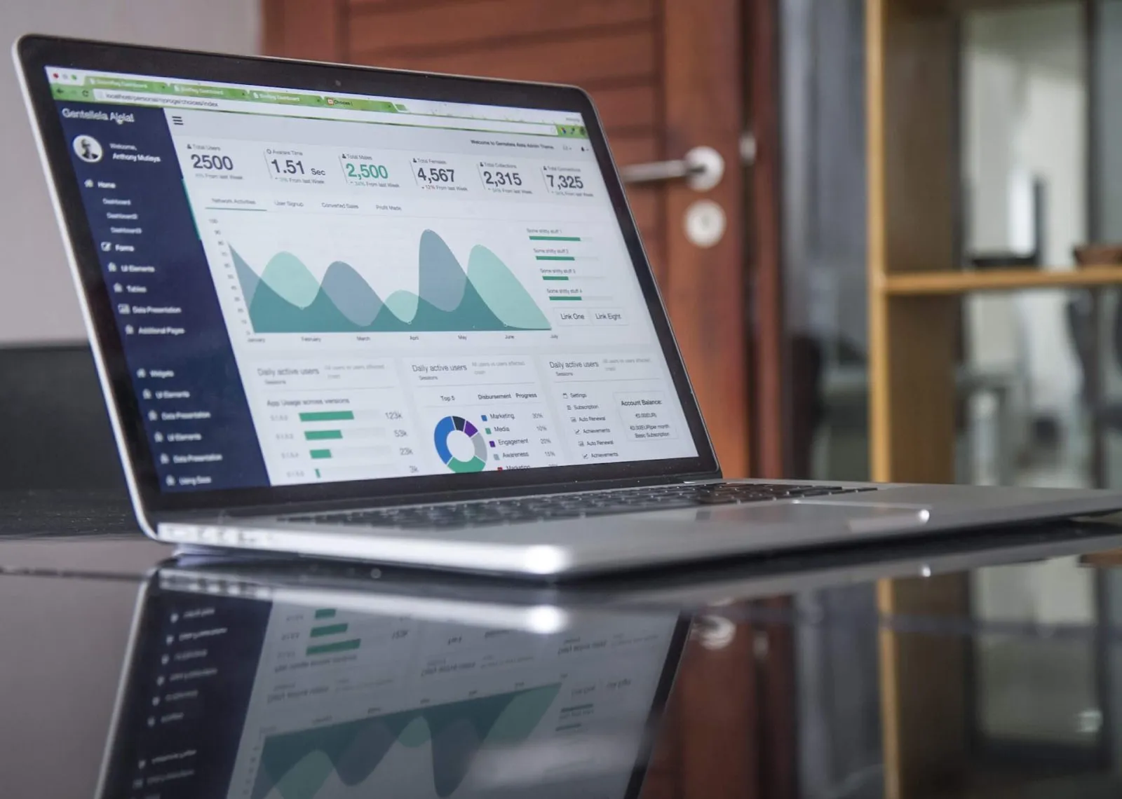 CRM tools on laptop