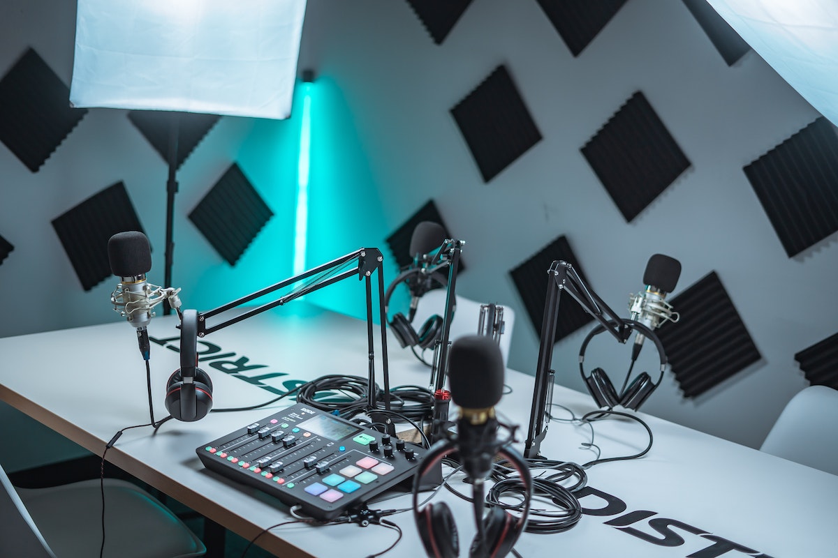A well set-up podcast recording studio