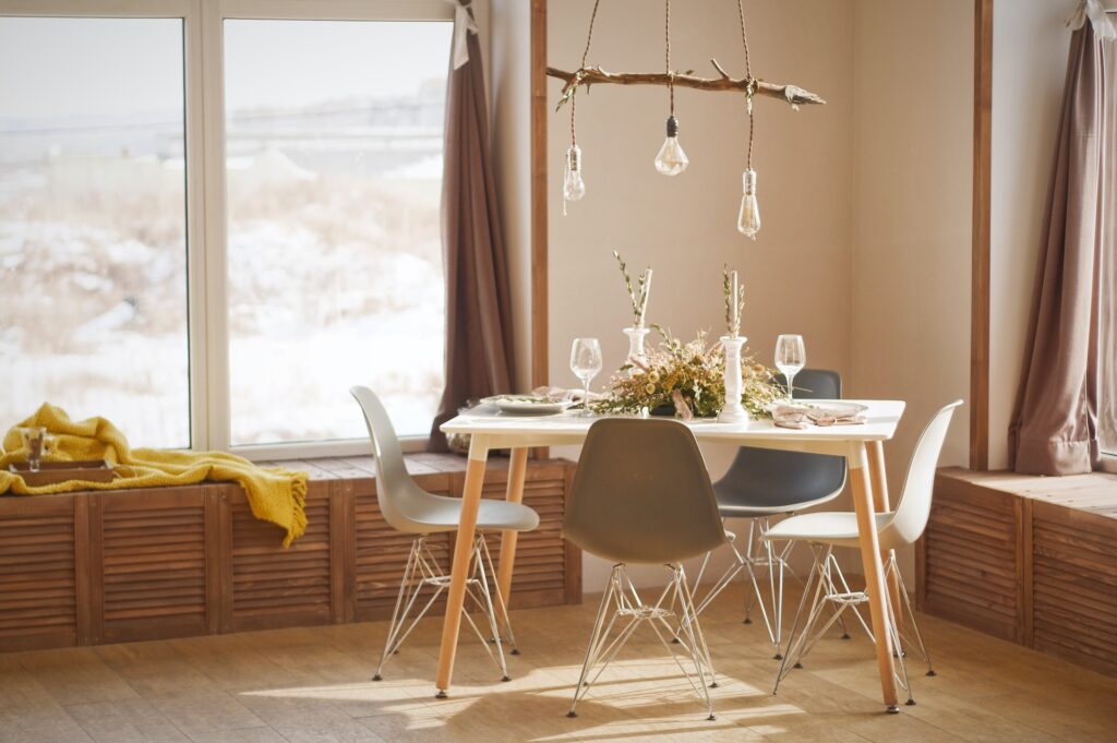 White wooden dining table set during daytime photo