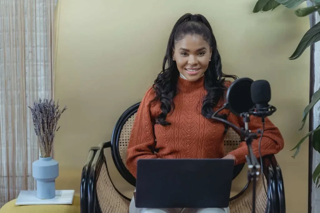 Lady featured on podcast. Lady speaking on podcast. Investor on podcast.