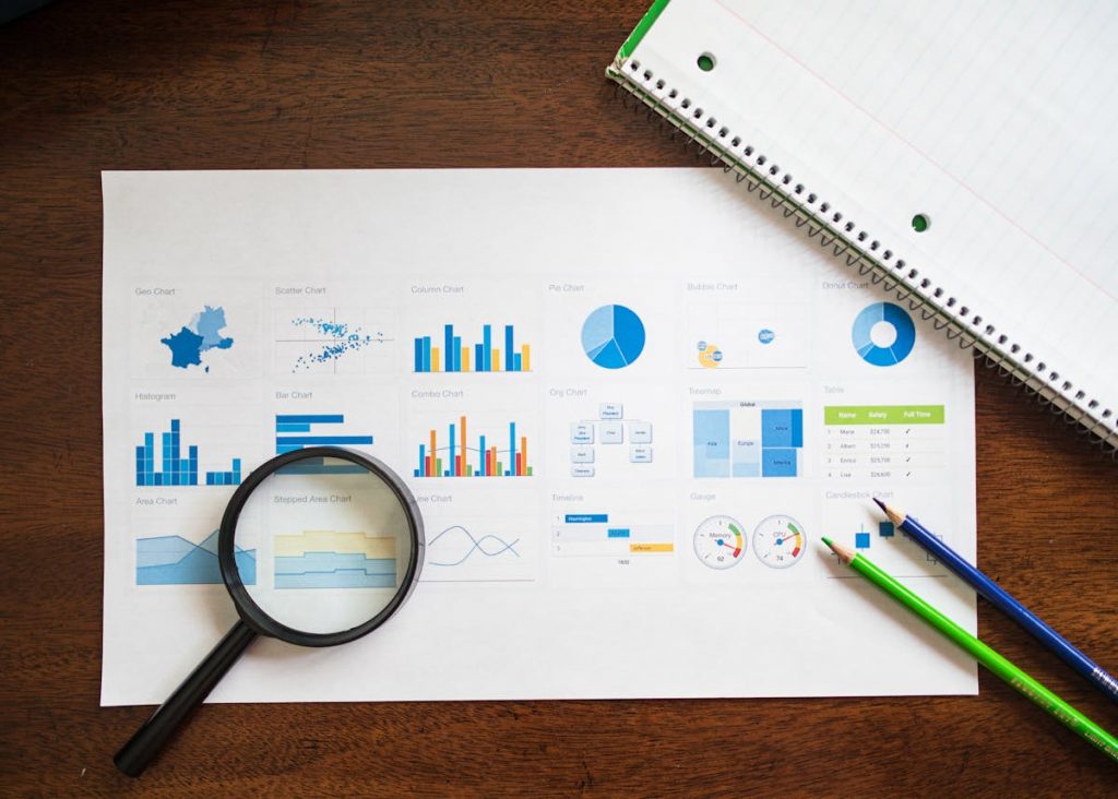 Overhead Shot of a Paper with Graphs and Charts