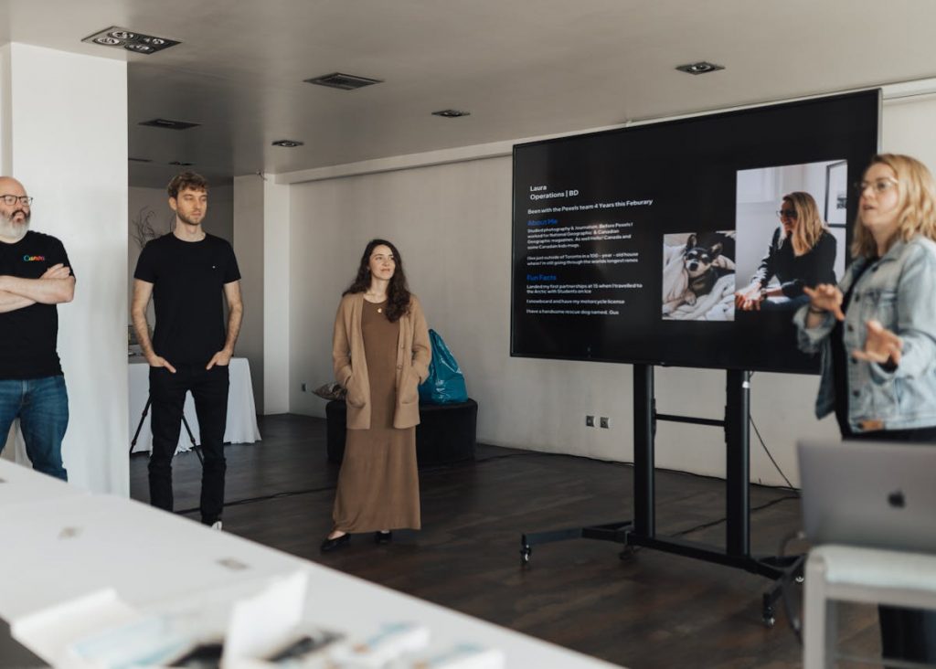 Woman Having Speech Presentation in Meeting