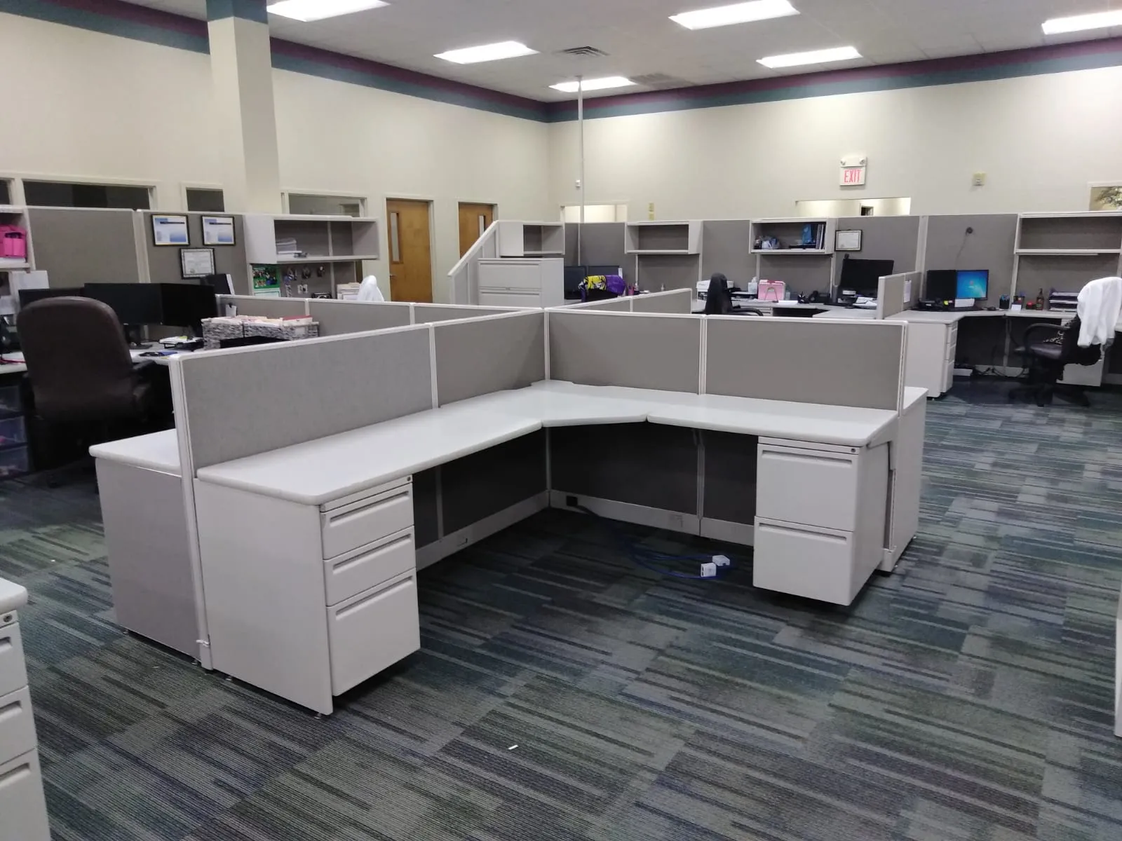 some modern office cubicles 