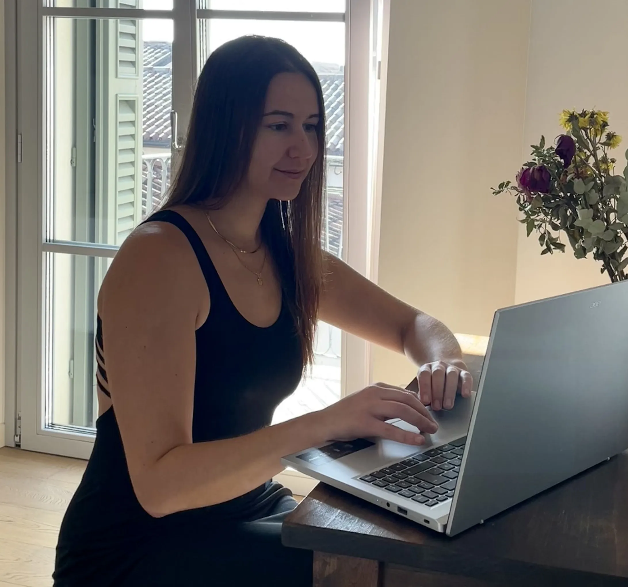 Joana with laptop