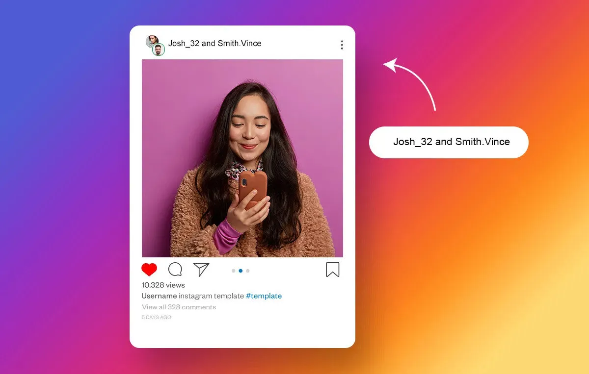 Screenshot of Instagram collab interface.
