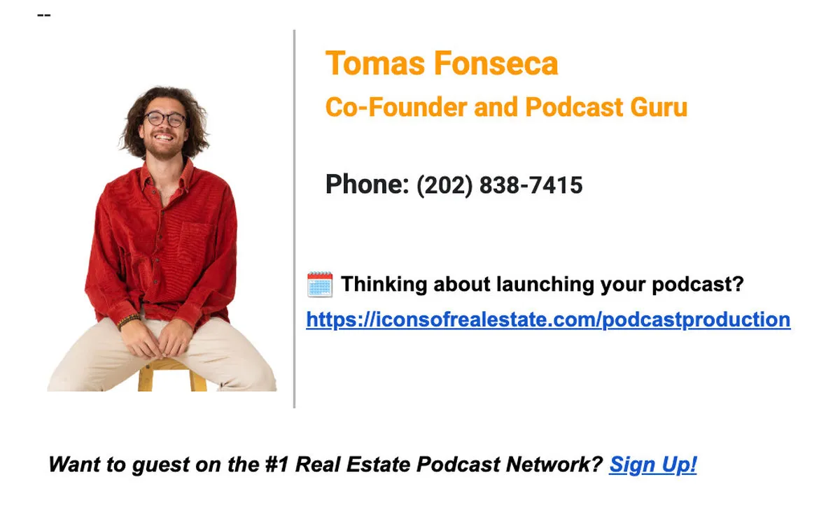 Icons of Real Estate Co-Founder Tomas Fonseca Email Signature