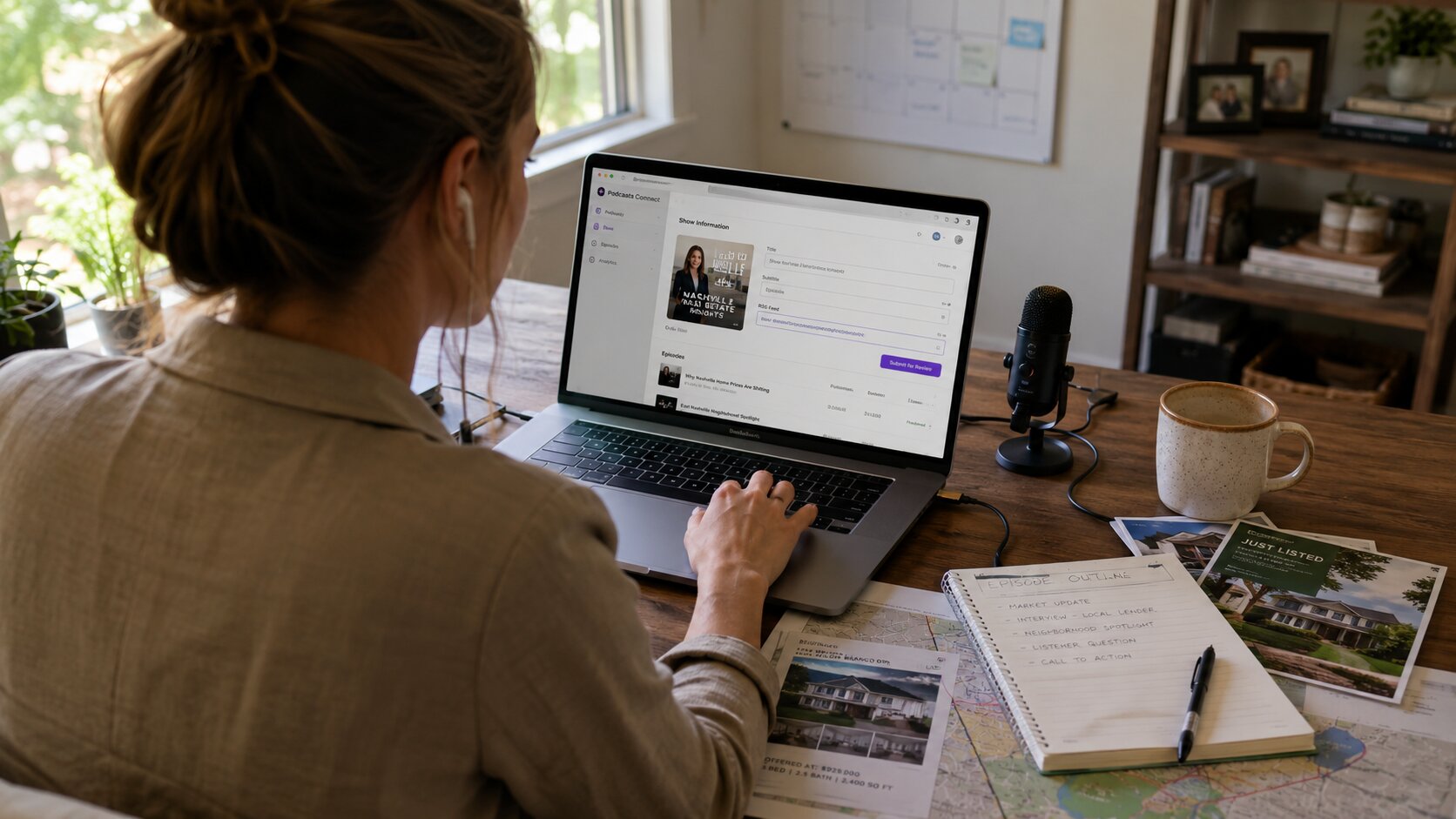 How to start a podcast on Apple as a realtor using Apple Podcasts Connect from a simple home office setup.