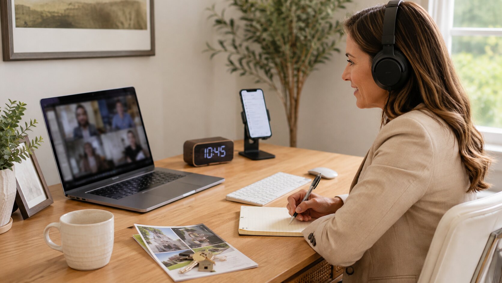 Woman recording with headphones and a laptop as part of learning how to start a podcast on YouTube.